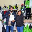 Democracy for the Citizens Party (DCP) candidate Sammy Kamau Ngotho after being declared winner of the Ol Kalou by elections