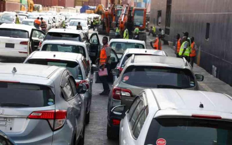 Imported vehicles at the Port of Mombasa