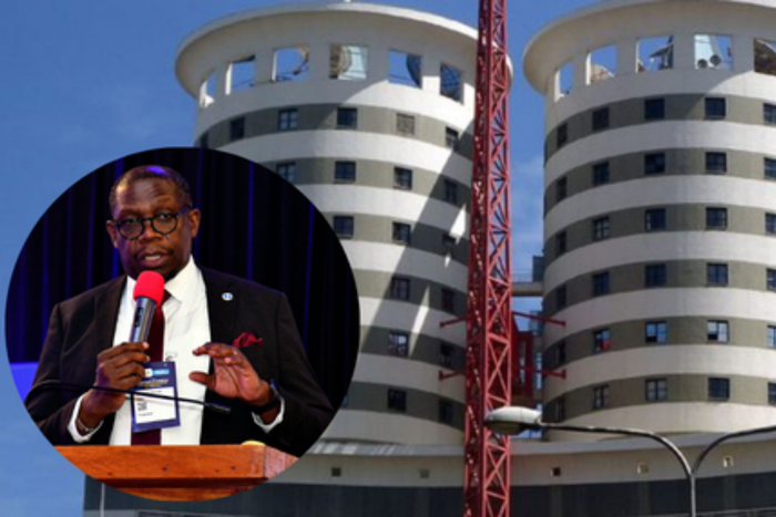 File image of Nation Media Group (NMG) CEO Geoffrey Odundo and the Nation Centre