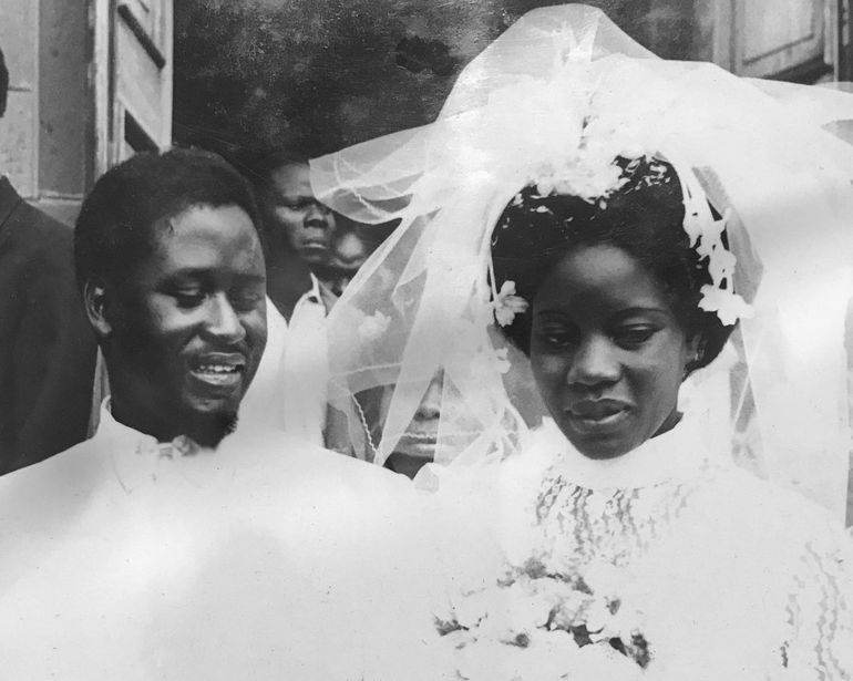 A young Raila Odinga (former Prime Minister of Kenya, now deceased) and Ida Odinga, at their wedding in 1973
