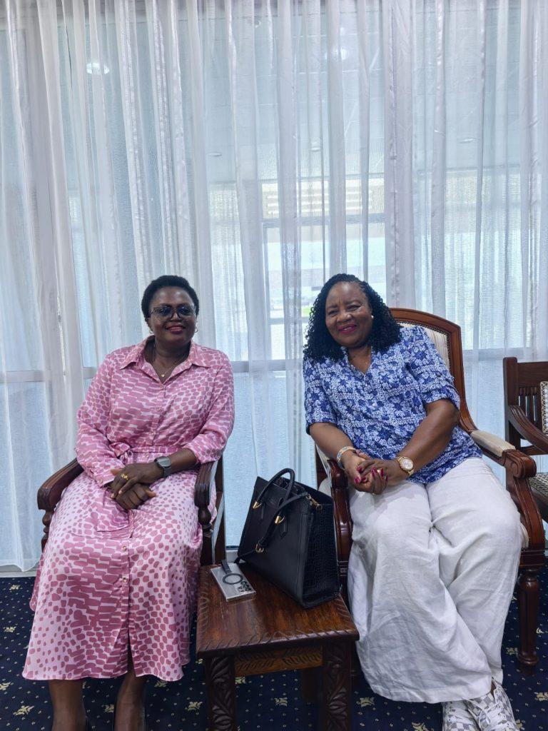 Pauline Odhiambo Oginga, the sister of the late Raila Odinga with Ida Odinga at a past meeting