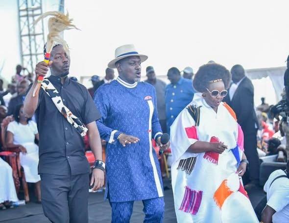 Raila Odinga Junior, Oriende Amolo and Millie Odhiambo at Migwena Grounds in Siaya County on October 15, 2026.