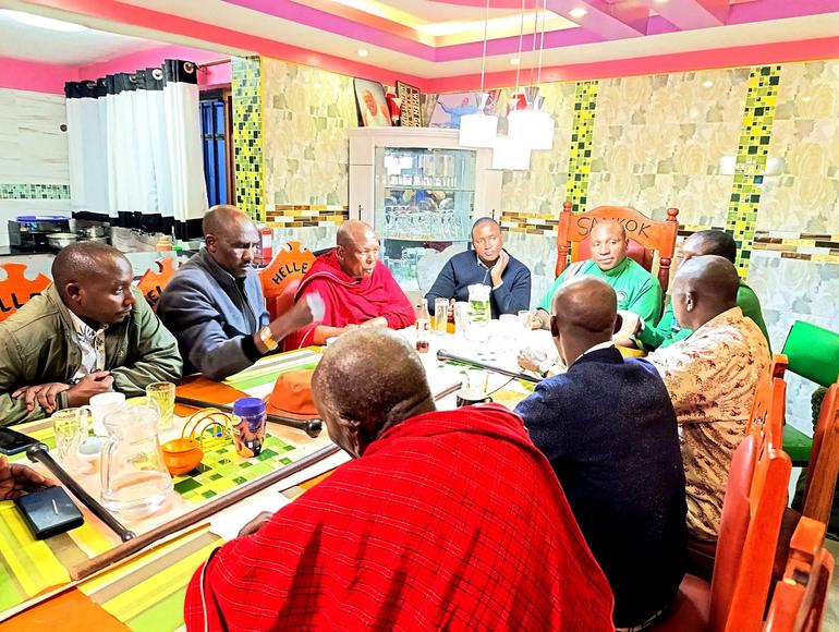 Hon. David Ole Sankok hosts a delegation of Maa traditional chiefs at his residence recently (Image: Facebook)