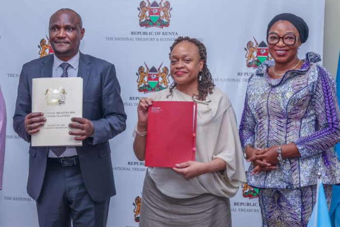 Treasury CS John Mbadi with the International Fund for Agricultural Development (IFAD) Regional Director Sara Mbago-Bhunu (Image: IFAD)