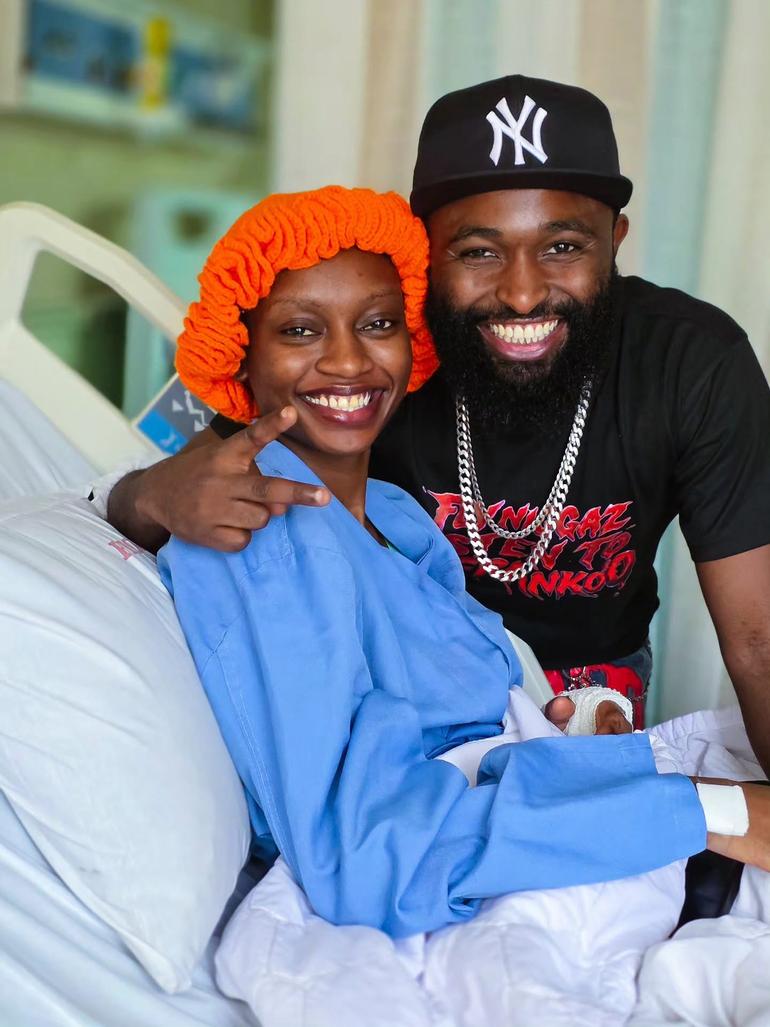 NTV Kenya TV host, Natalie Githinji with a friend in hospital as she disclosed that she was diagnosed with Stage 4 endometriosis after her surgery (Image: Files)