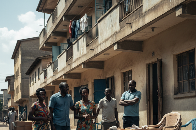 AI-generated image depicting an evicted family