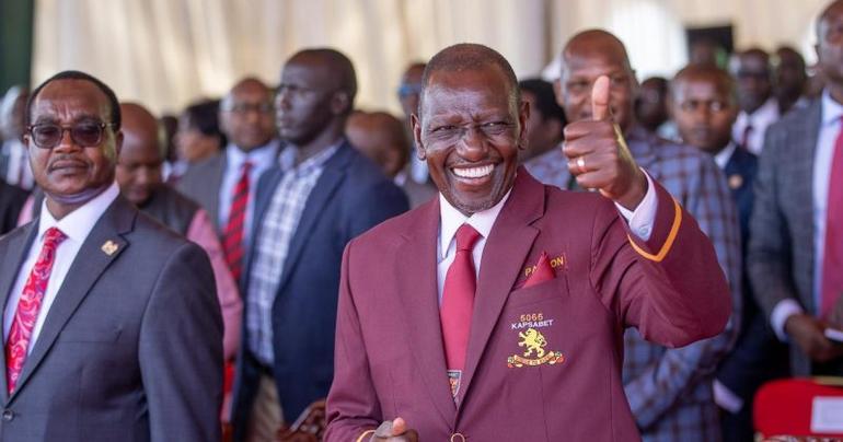 President William Ruto wearing Kapsabet Boys High School uniform during the institution’s centenary celebrations.