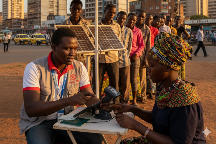 An AI generated image of a person collecting data