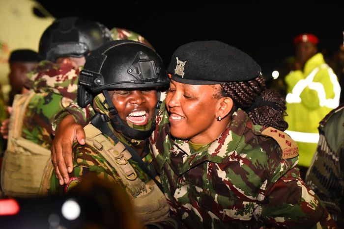 Kenyan police officers arrive in Nairobi from the Multinational Security Support Mission in Haiti