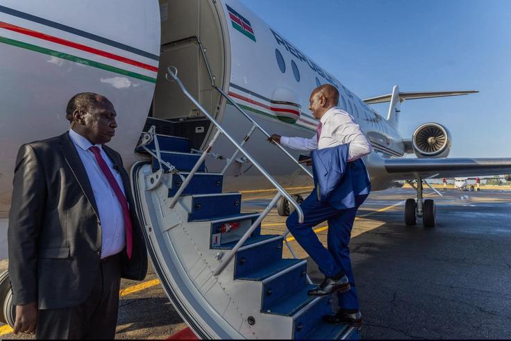 President William Ruto boards a plane