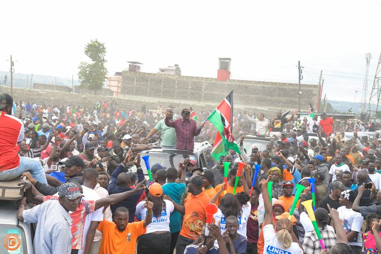 Siaya Governor James Orengo leads the Linda Mwananchi brigade through a rally in Nakuru, April 19, 2026