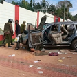 An EACC vehicle vandalised during a raid at Governor George Natembeya's home in Kitale