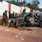 An EACC vehicle vandalised during a raid at Governor George Natembeya's home in Kitale