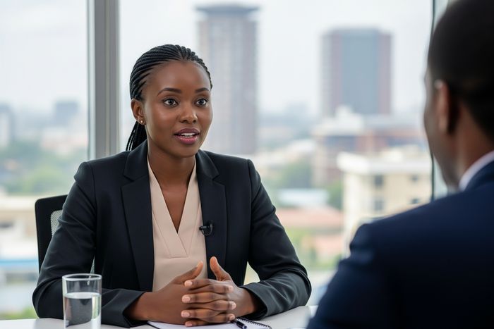 An AI-generated image of person in a job interview