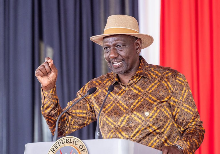 President William Ruto speaking at a past function
