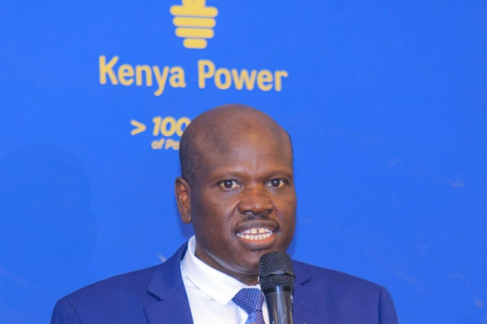 Kenya Power MD Joseph Siror presenting the company's full year results on October 29, 2024