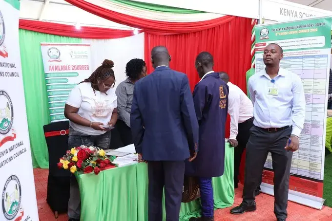 A KNEC stand during Mashujaa Day Thematic Week is underway at Eldoret National Polytechnic