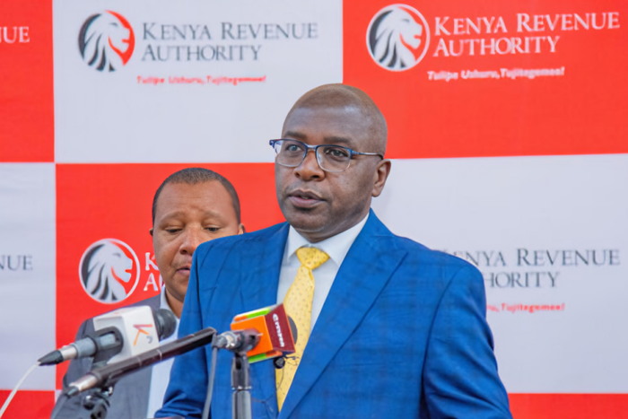 Kenya Revenue Authority (KRA) Commissioner General Humphrey Wattanga during a press conference