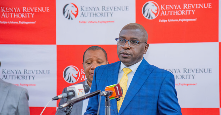 Kenya Revenue Authority (KRA) Commissioner General Humphrey Wattanga during a press conference