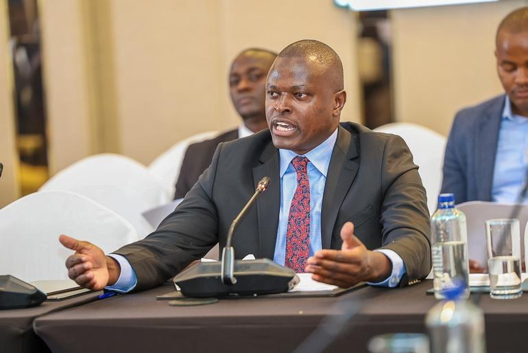 Kiharu MP Ndindi Nyoro during public participation session organised by the joint Committee of Finance & National Planning and Public Debt & Privatisation on the Proposed sale of GoK's 15% stake in Safaricom