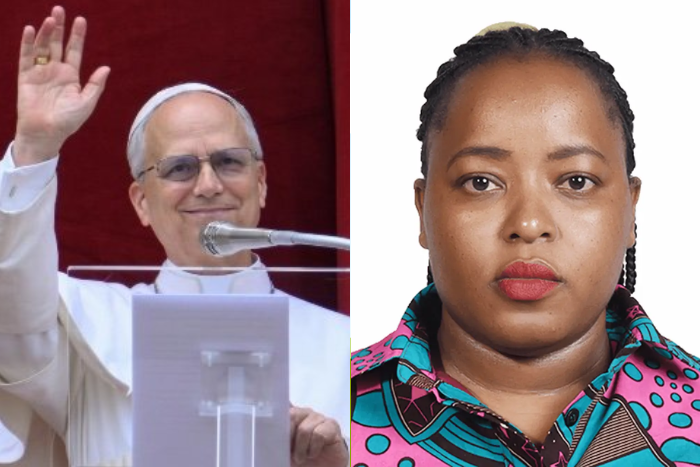 Photo collage of Pope Leo XIV and Kenyan development and humanitarian leader Lucy Afandi Esipila. (Image: Pope Leo XIV-Caritas)