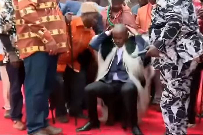 A screengrab image of the moment when the hat fell from Kithure Kindiki's head during his installation as Mt Kenya spokesperson on Saturday, September 19, 2026.