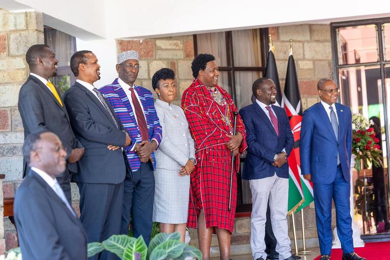 Lawmakers stand witness as President Ruto assented to the County Governments Additional Allocations Bill, 2026, at Eldoret State Lodge, Uasin Gishu County (Image: Files)