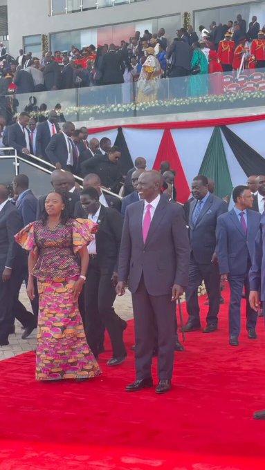 President William Ruto with Firstlady Rachael Ruto during the Mashujaa day celebrations.(Image:PCS)