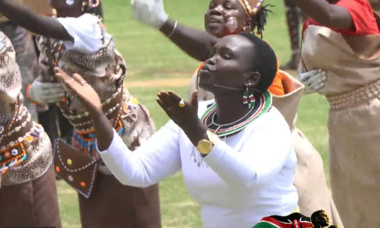 Marakwet Daughter's performance during Mashujaa Day performance at Kipchoge Keino Stadium.