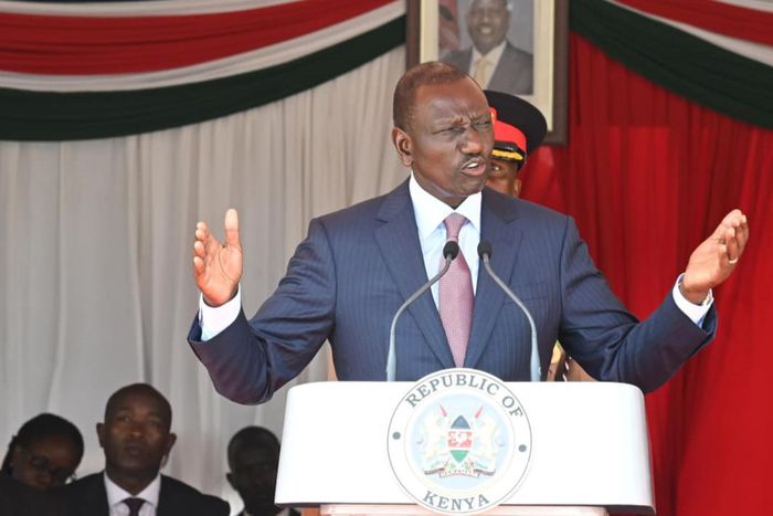 President William Ruto is speaking at the Kenya Wildlife Service Law Enforcement Academy in Manyani, Taita-Taveta County.