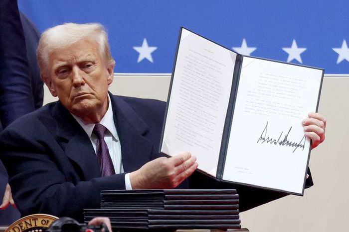 President Donald Trump signs several Executive Orders