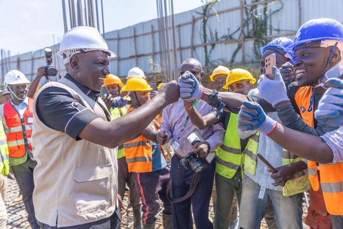 President William Ruto inspecting an affordable housing project