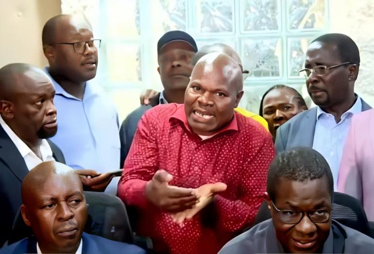 Kennedy Kaunda during the Monday Press briefing alongside other Transport Stakeholders and Energy CS Opiyo Wandayi