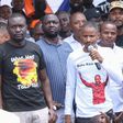 Embakasi East Member of Parliament Babu Owino (right) addresses the crowd during a past Linda Mwananchi rally in Kakamega