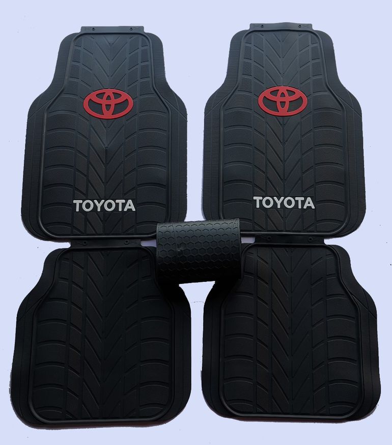 Heavy-duty rubber floor mats, branded Toyota