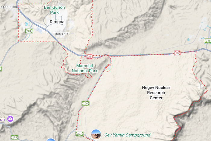 The Israeli city of Dimona, next to the Negev nuclear base