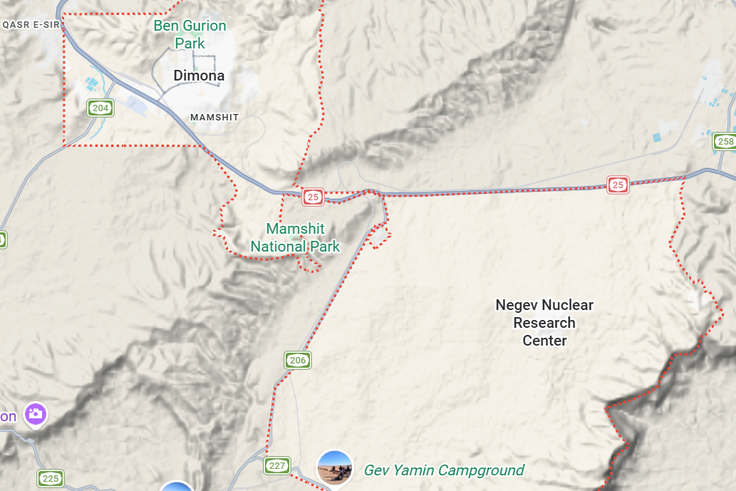 The Israeli city of Dimona, next to the Negev nuclear base