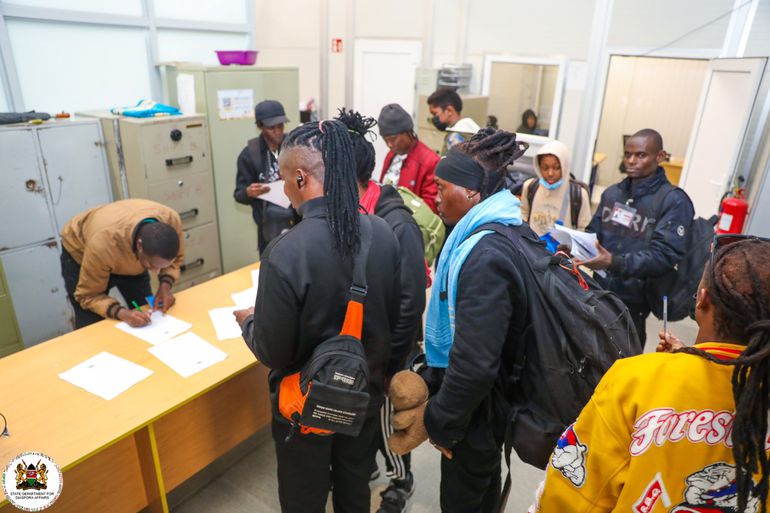Kenyans evacuated from Iran are processed before re-entry into Kenya