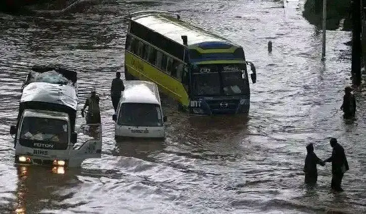 A flooded street in downtown Nairobi during the deadly floods in March 2026 (Image: Files)