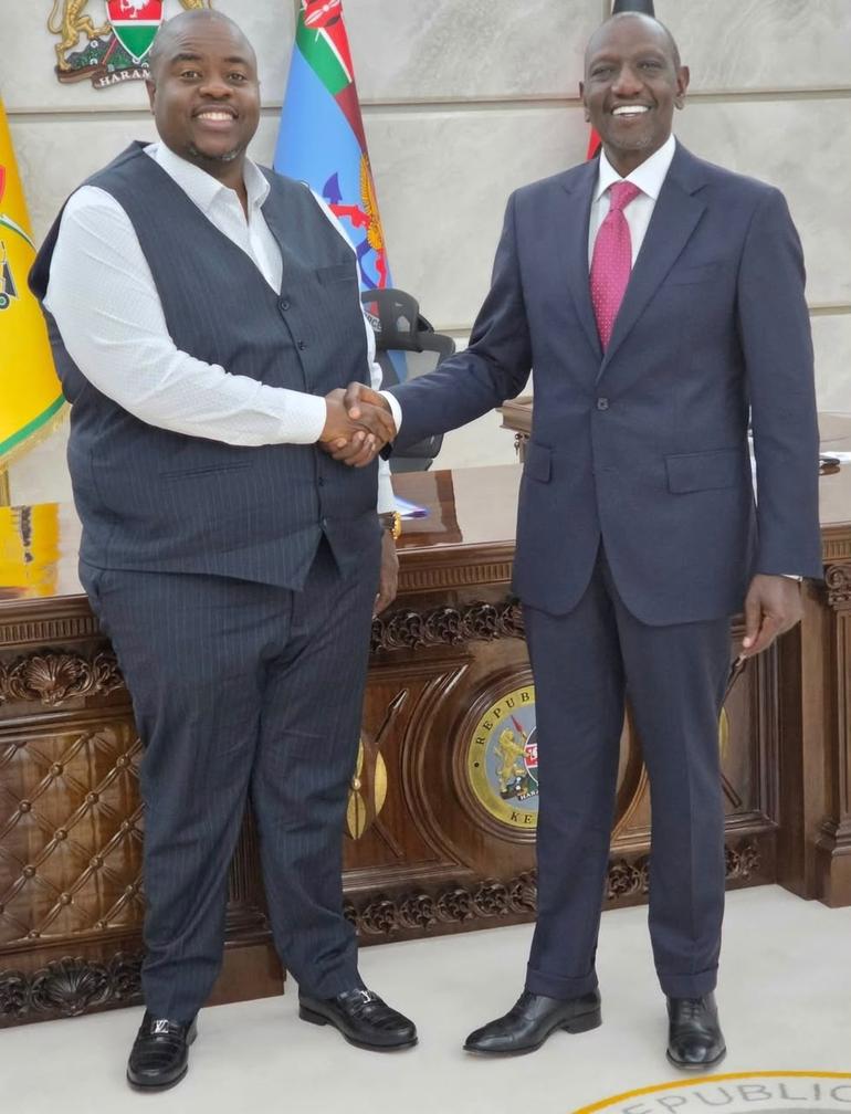 Zimbabwean businessman Wicknell Chivayo and President William Ruto at State House Nairobi