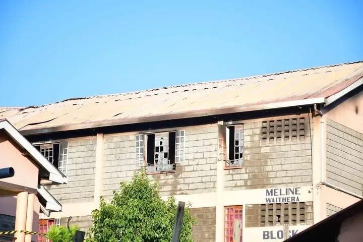 Burnt dormitory at Utumishi Girls in Gilgil, Nakuru county.