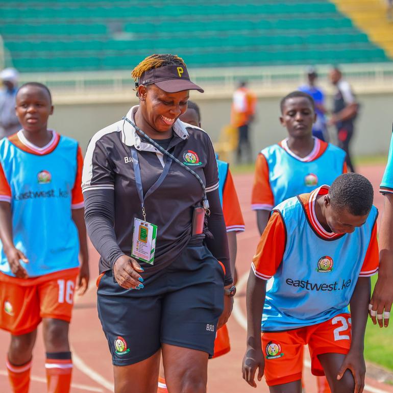 Beldine Odemba, the head coach of the Harambee Starlets, Kenya's national women's football team now in Morocco for WAFCON 2026 (Image: Files)