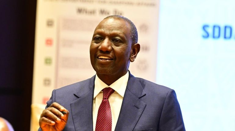 President William Ruto speaking to Kenyans in China