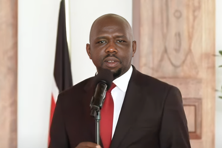Interior Cabinet Secretary Kipchumba Murkomen speaking at State House, Nairobi