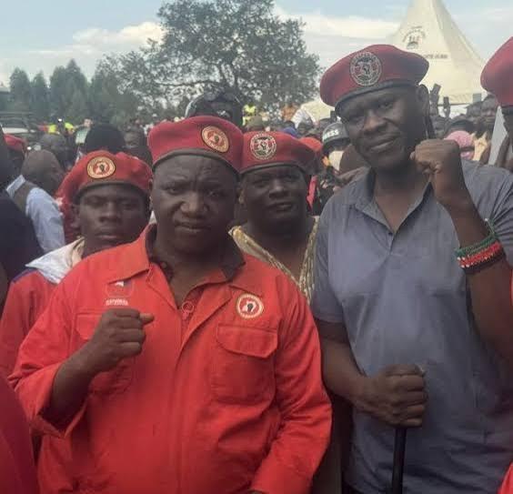 An undated image of Activist Bob Njagi with other protesters in Nairobi (Image: Files)