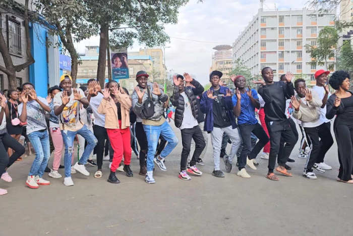 Dancers shooting content in Nairobi CBD