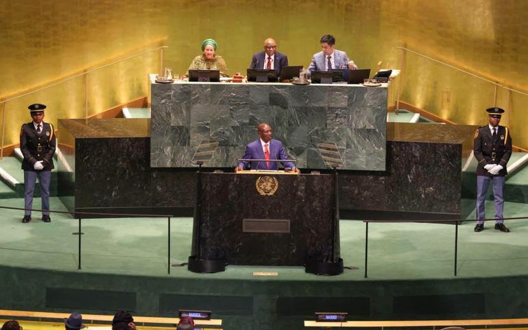 President William Ruto makes an address at the ECAM Council Summit on the sidelines of the 81st United Nations General Assembly in New York (Image: Files)