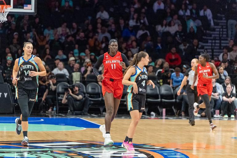 WNBA star Madina Okot in action.