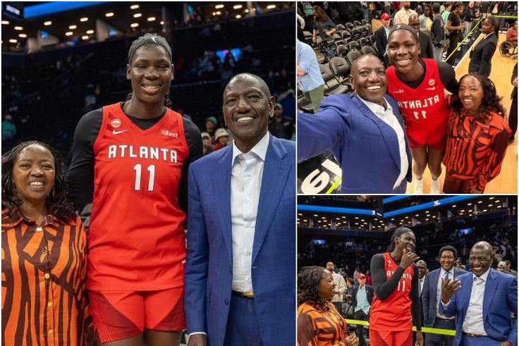 Ruto, Rachel cheer Kenyan star Madina Okot courtside at WNBA game in Brooklyn, New York