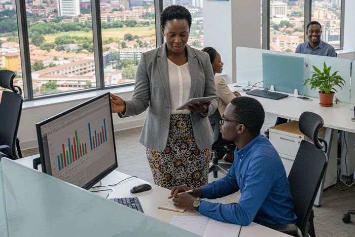 An AI-generated image of an office setting